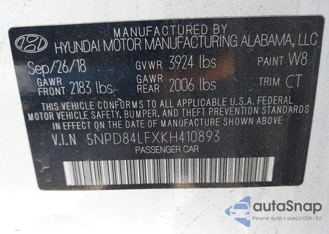 2019 Hyundai Elantra Sel из США, поврежденный, VIN 5NPD84LFXKH410893